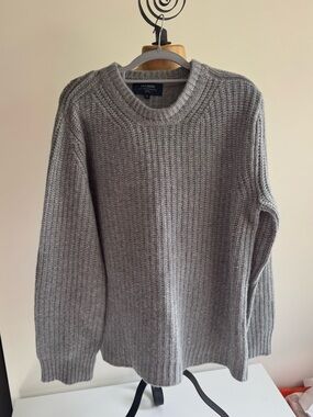 La Ligne Homme Grey Ribbed Cashmere Wool Sweater Size Large